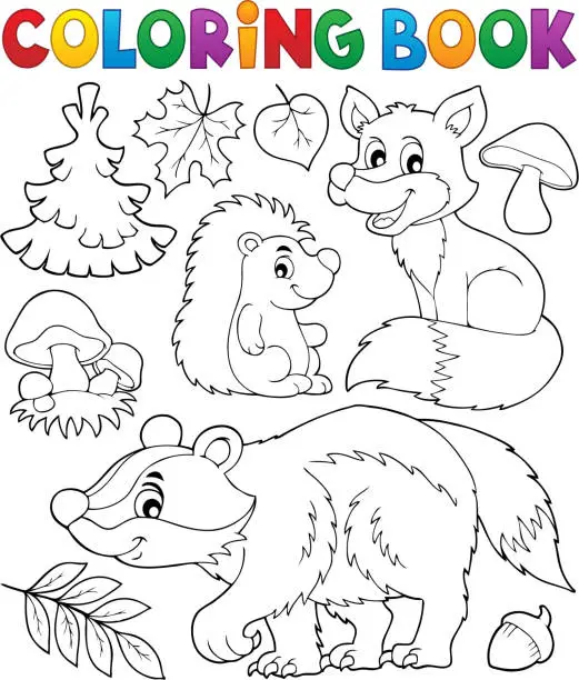 Vector illustration of Coloring book forest wildlife theme 1