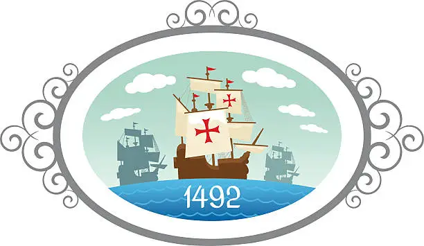 Vector illustration of Columbus discovery