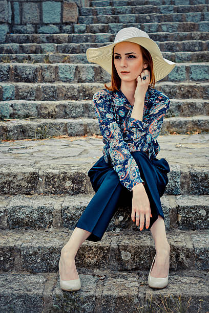 istock Beautiful young women wearing hat 604881646