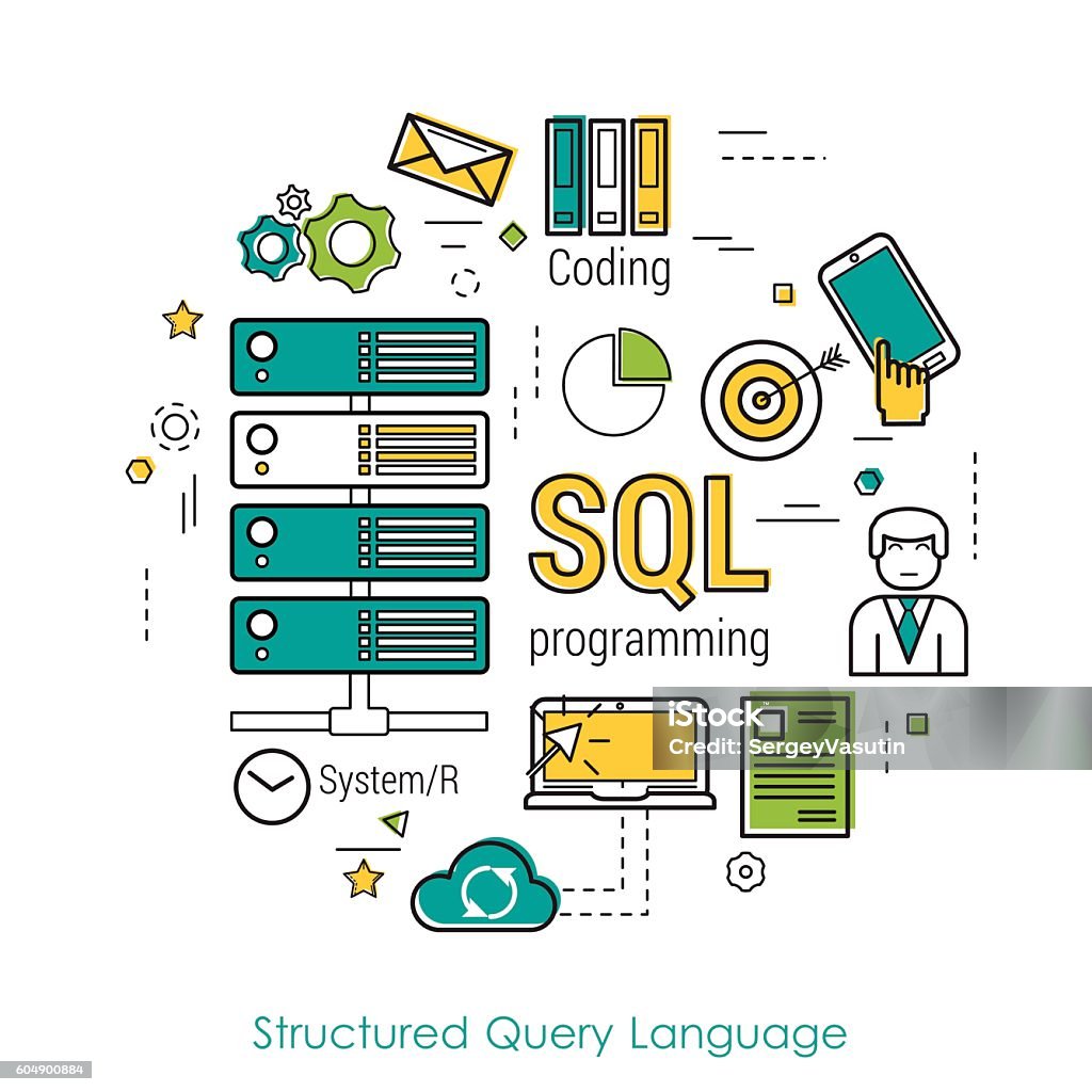 Sql Simple Graphic Sql Line Art Concept Stock Illustration - Download Image Now - Adult ...