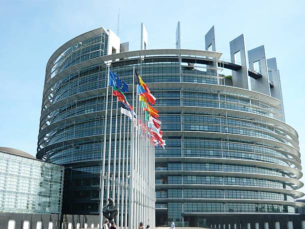 parlament europejski - strasburg, francja. - european parliament government flag europe zdjęcia i obrazy z banku zdjęć