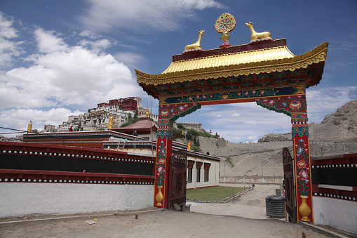 the main gate at Tibetan monastery