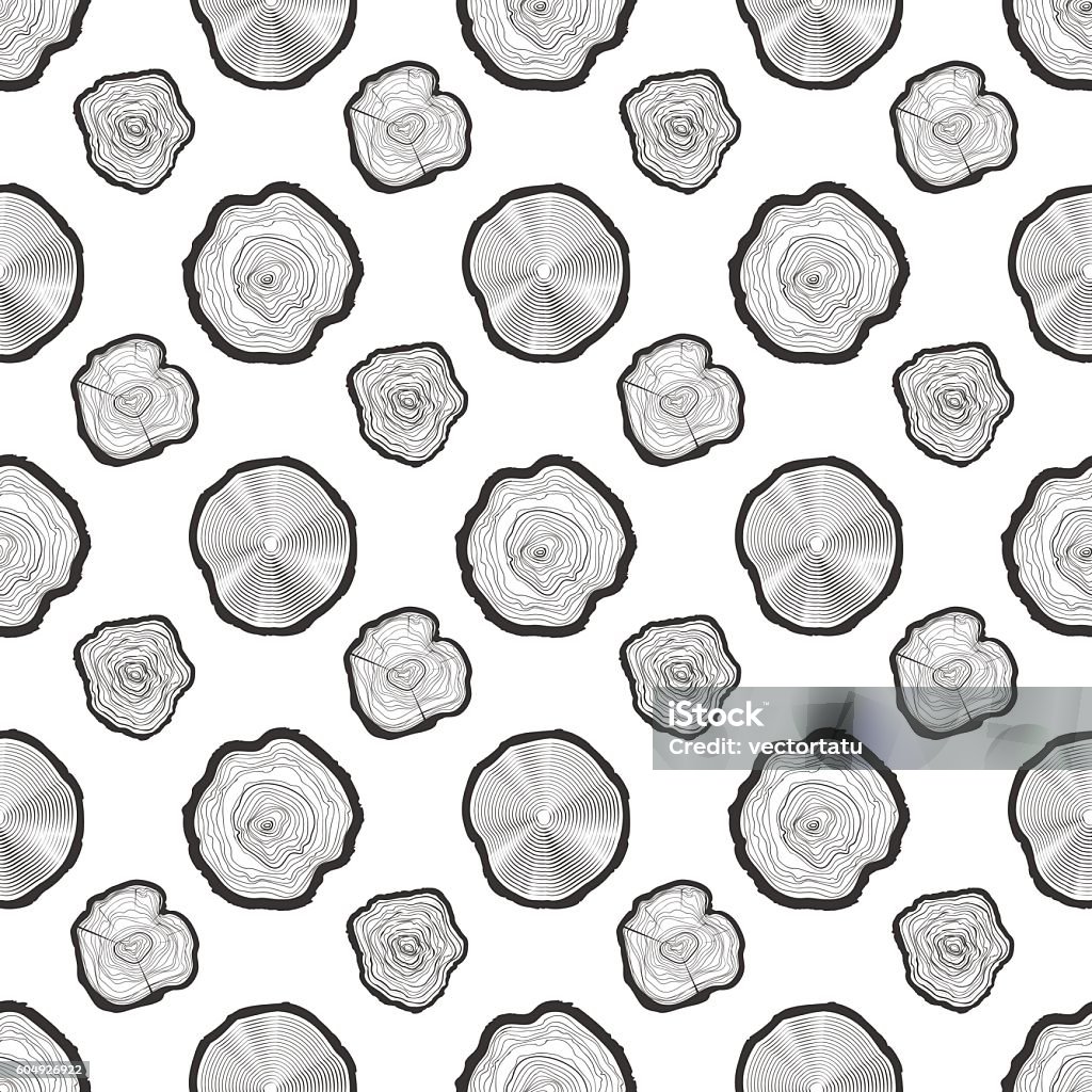 Seamless Wood Rings Pattern Monochromic Wood Ring Seamless Pattern Stock Illustration - Download ...