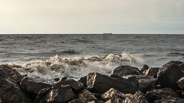 istock Georgia coast (Black sea) in storm, Poti 605740794