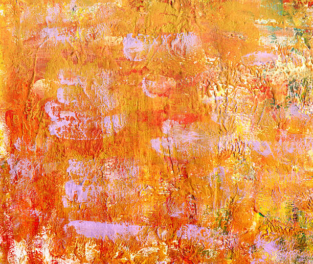 istock Abstract golden yellow texture with purple brush strokes 605742638