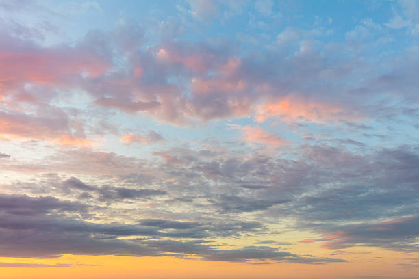 Real background of majestic sunrise sky stock photo