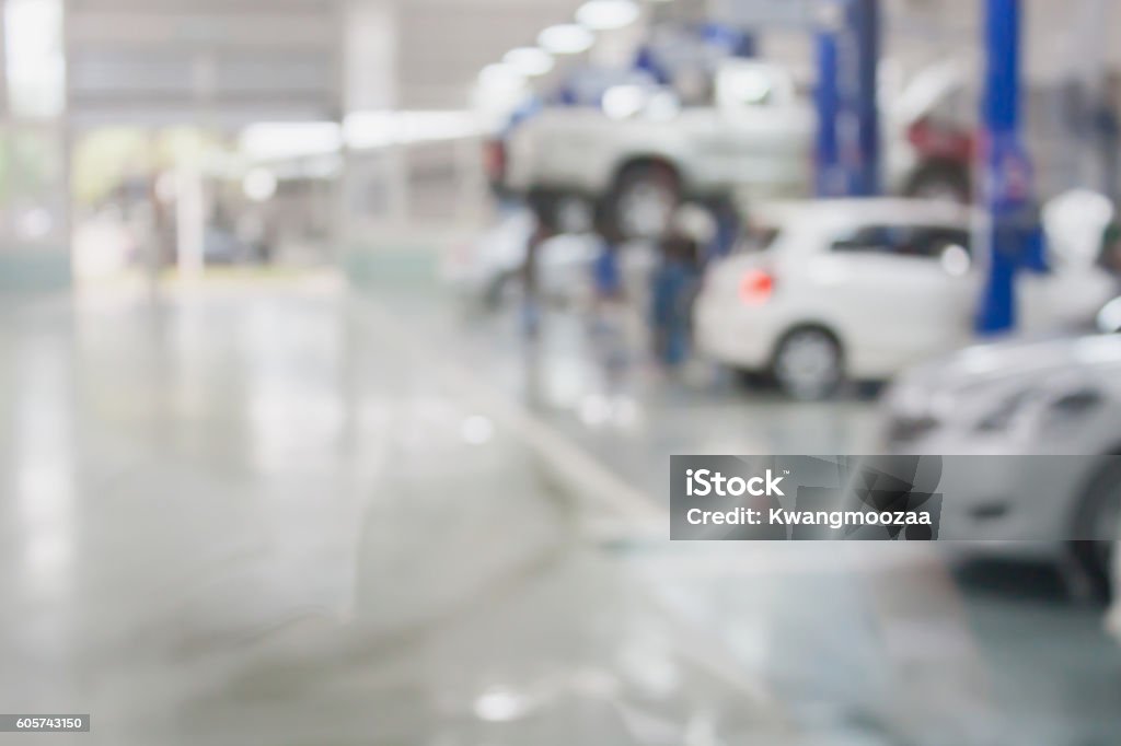 auto repair service station auto repair service station blurred background Auto Repair Shop Stock Photo