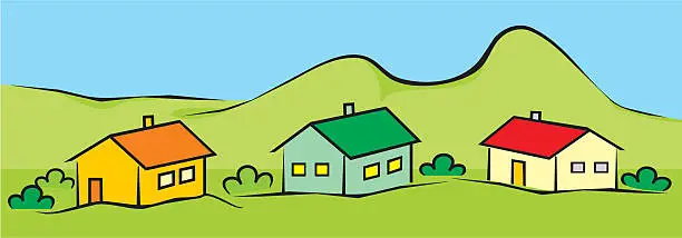 Vector illustration of landscape with houses