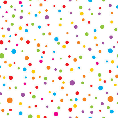 Vector seamless background of little colorful dots on a white background.