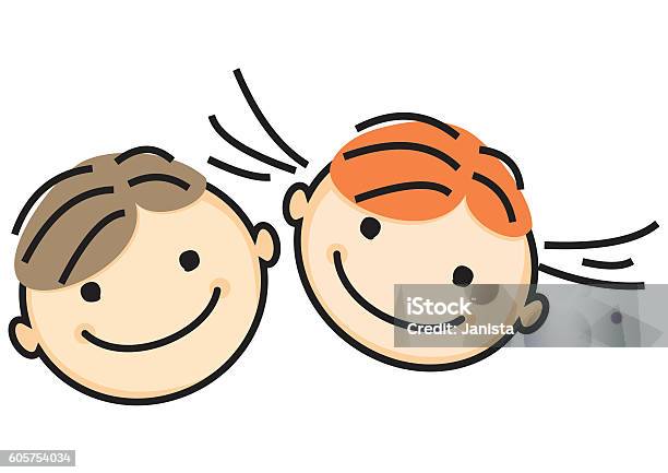 Girl And Boy Stock Illustration - Download Image Now - Child, Human Face, Smiling