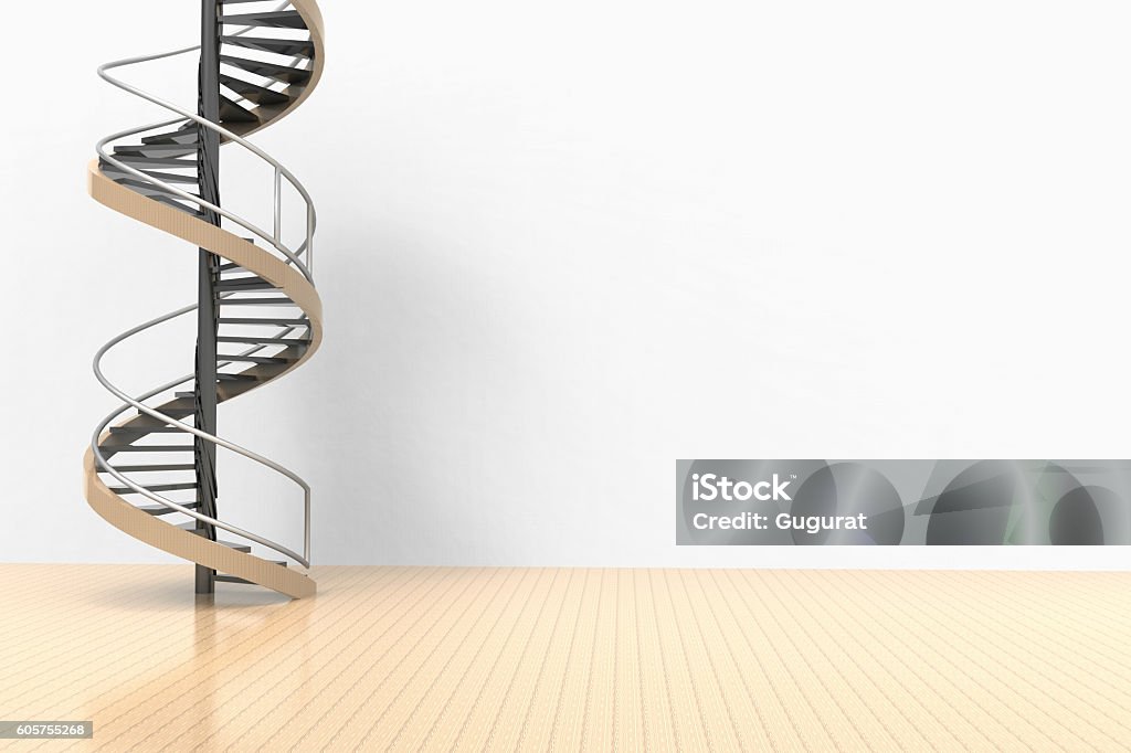 Spiral staircase hanged in Space on the Floor Spiral staircase hanged in Space on the Floor and creative building Concept Architect Stock Photo