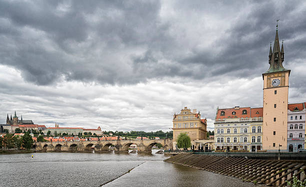 istock Panorama Of Prague On A Cloudy Day, Czech Republic 605755428