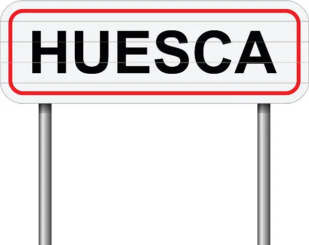 Vector illustration of Welcome to Huesca Spain road sign vector