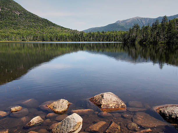Lonesome Lake Lonesome Lake in Franconia Notch, New Hampshire.  white mountains new hampshire stock pictures, royalty-free photos & images