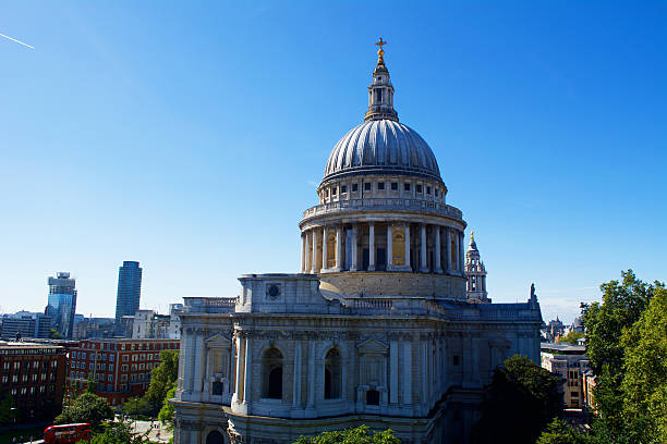 セントポール大聖堂ロンドン - london england thames river millennium wheel aerial view ストックフォトと画像