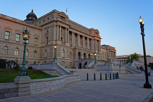 View at the Library of Congress in Washington D.C., USA. It is the oldest federal cultural institution in the United States. Was established on April 24, 1800. Serves for the US Congress.