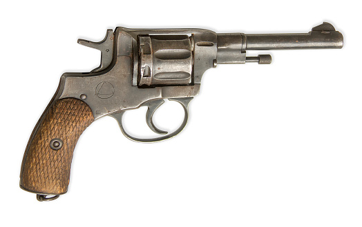 revolver isolated on white background. The gun was used in the Russian army 1920s-1950s
