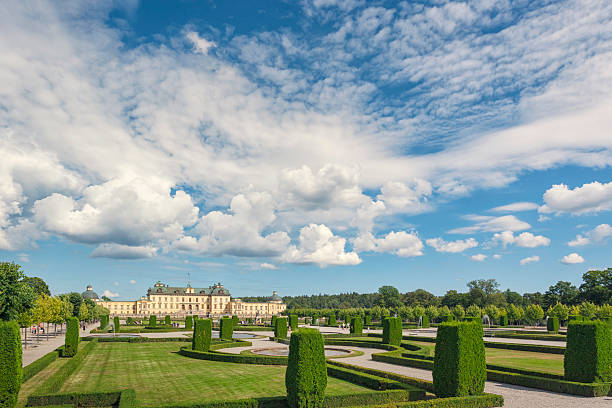 Stockholm, Sweden - July 30, 2016: Drottningholm palace and gardens, the private residence of the swedish royal family, and an UNESCO world heritage site.