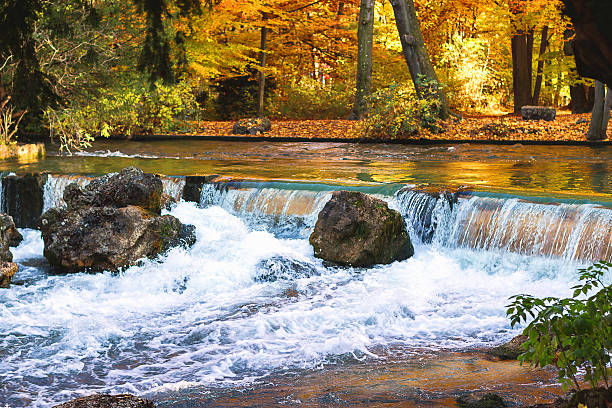 istock Waterfall autumn in Munich city 605761396