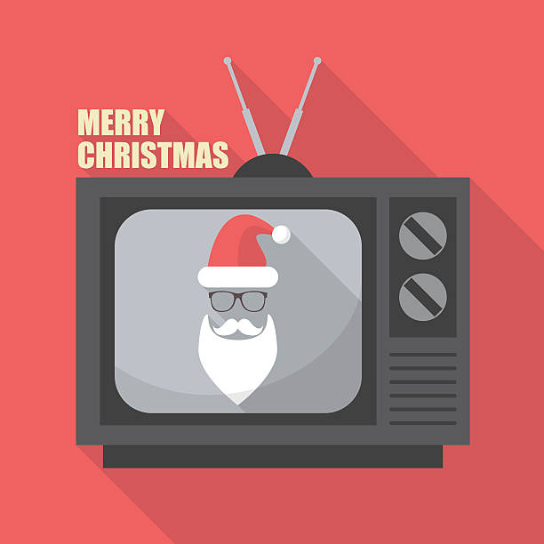 istock Mustache and Glasses of Santa in Retro Television 605763172