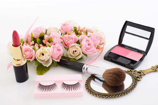 Cosmetics of beautiful color on white background