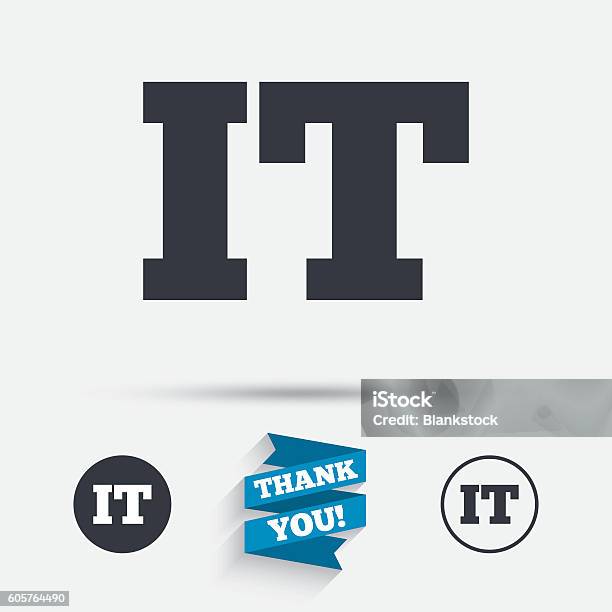Italian Language Sign Icon It Italy Translation Stock Illustration - Download Image Now - Badge, Circle, Computer Graphic