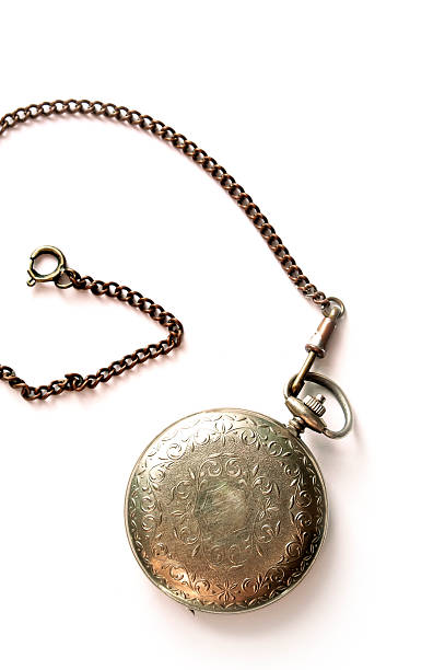 istock Old pocket watch on a white background 605764728