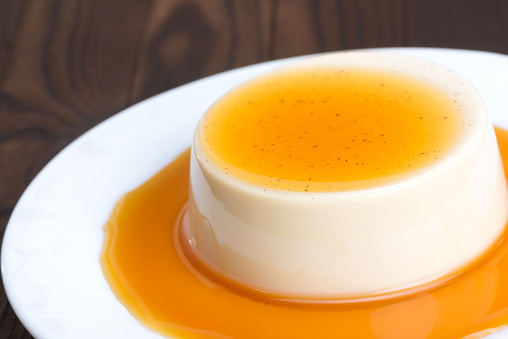 Panna cotta. An Italian dessert of sweetened cream thickened with gelatin and molded