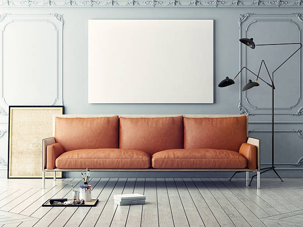 Mock up poster with vintage hipster loft interior background