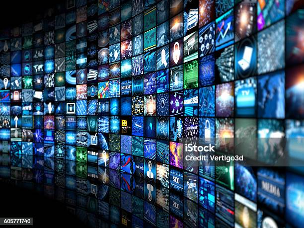 Media Concept Smart Tv Stock Photo - Download Image Now - Computer Monitor, Projection Screen, The Media