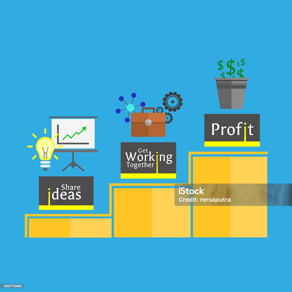 Process Is Profit Steps To Get Profit Stock Illustration - Download Image Now - Briefcase ...