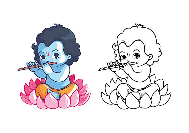 Little Cartoon Krishna With Flute Stock Illustration - Download Image Now -  Krishna, Baby - Human Age, Vector - iStock