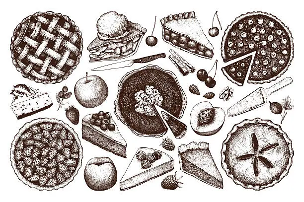 Vector illustration of Vector collection of  fruit and berry baking illustration.