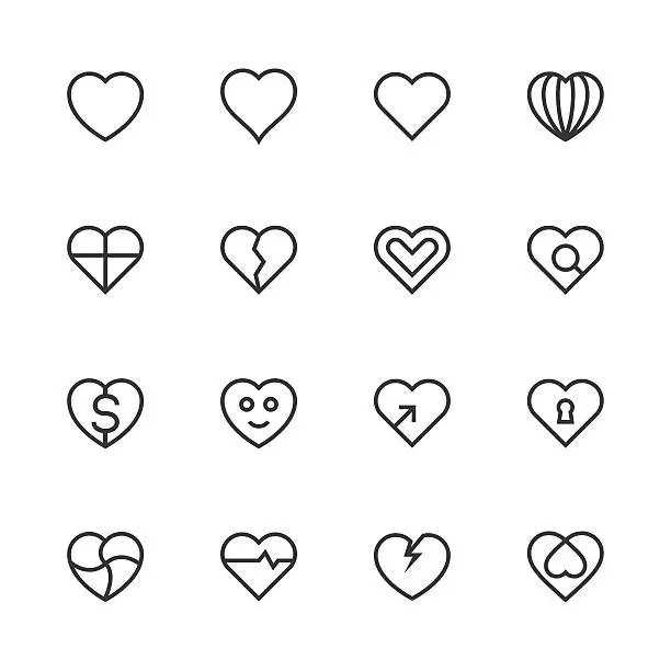 Vector illustration of Heart Icon Set 1 - Line Series