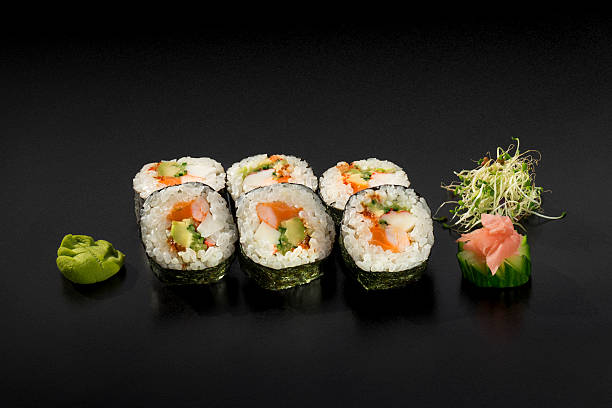 istock delicious set Japanese sushi rolls 605782044