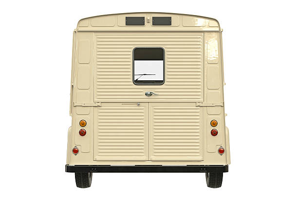 istock Food truck cafe, back view 605785386