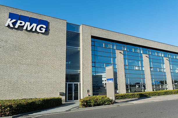 KPMG entrance with logo on building stock photo