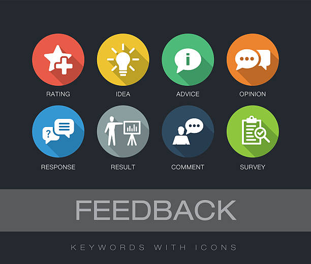 ilustraciones, imágenes clip art, dibujos animados e iconos de stock de palabras clave de comentarios con iconos - survey icon
