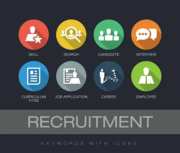 Vector illustration of Recruitment keywords with icons