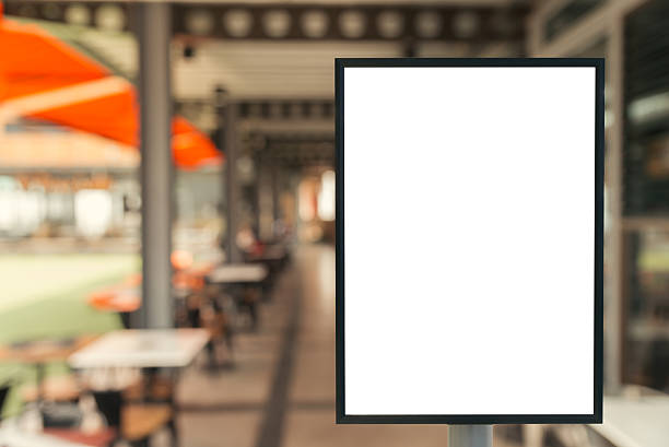 istock Blank sign for your text message in modern shopping mall. 605971406