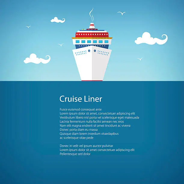 Vector illustration of Front View of the Cruise Ship, Poster