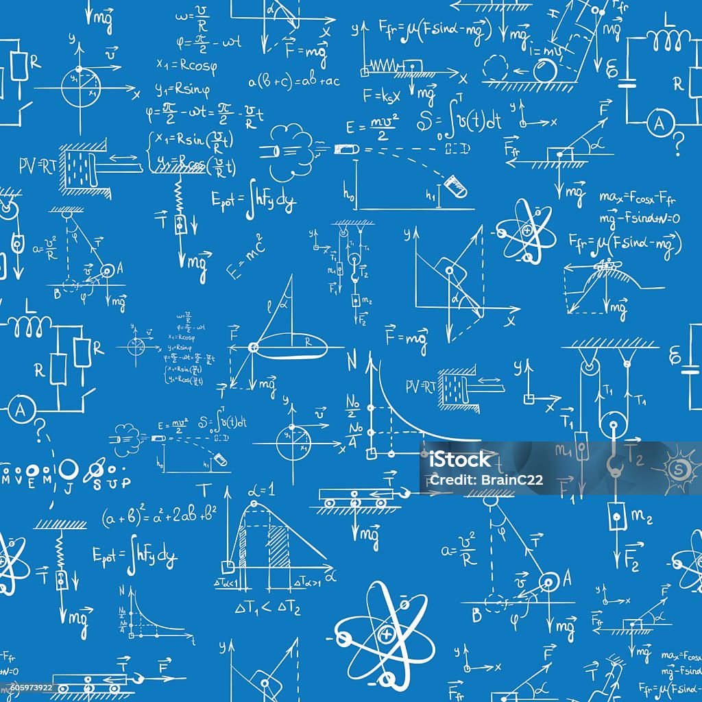 Seamless formula patter Seamless pattern of formulas and pictures concerning to physics. EPS 8. Mathematical Formula stock vector
