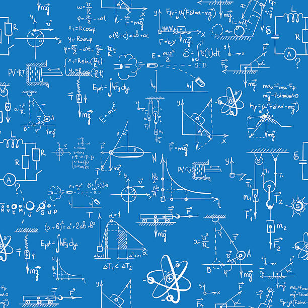Seamless formula patter Seamless pattern of formulas and pictures concerning to physics. EPS 8. lecture hall illustrations stock illustrations