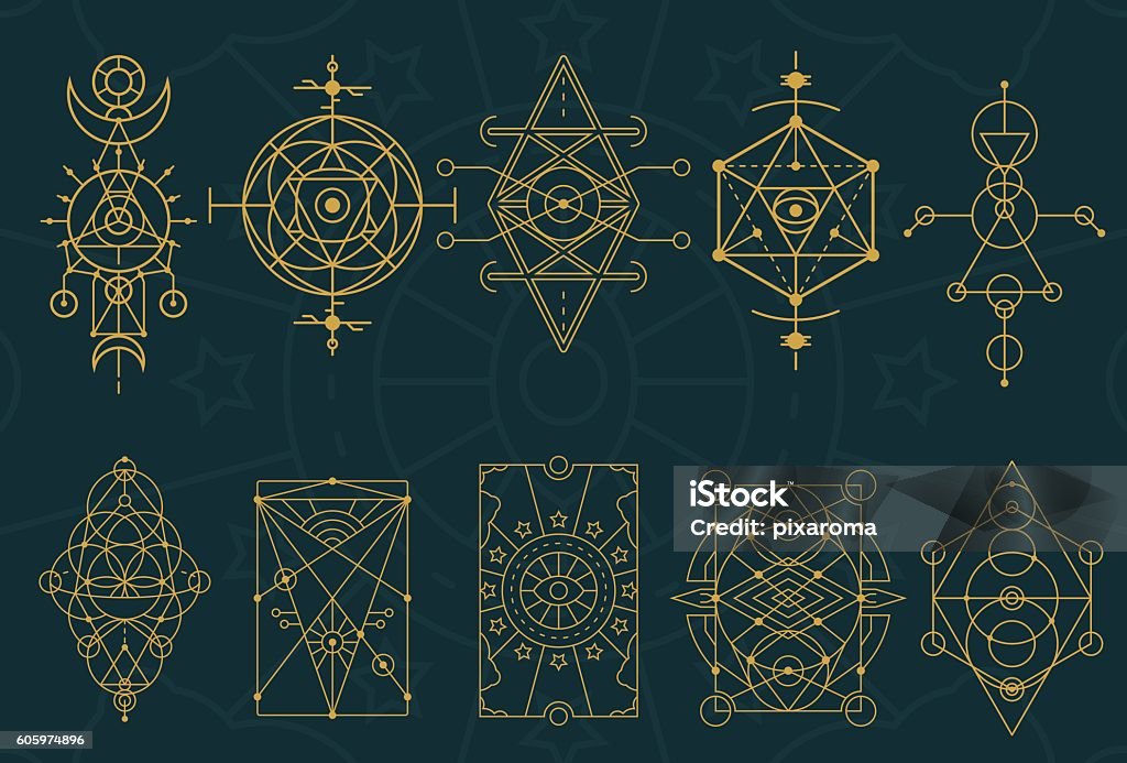 Abstract Sacred Geometry and Magic Symbols Set 4 A set of abstract symbol in different styles: sacred geometry, magic, mystic, meditation, alien. Symbol stock vector