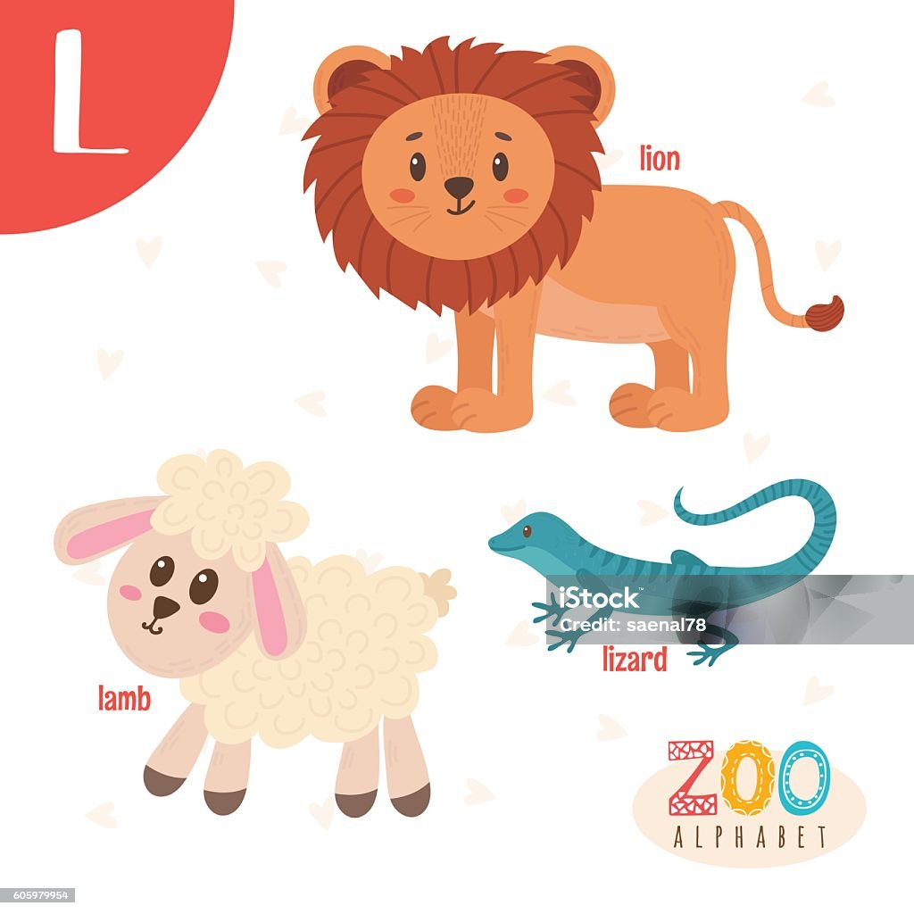 Letter L Cute Animals Funny Cartoon Animals In Vector Stock Illustration -  Download Image Now - iStock