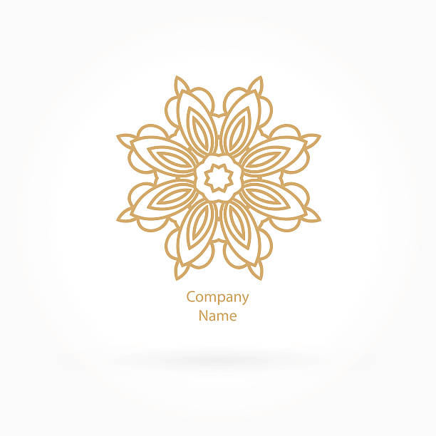 ilustrações de stock, clip art, desenhos animados e ícones de luxury logotype for antique boutique. gold logo, flower. vintage bud. - chinese culture china chinese ethnicity frame