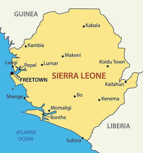 Vector illustration of Republic of Sierra Leone - vector map