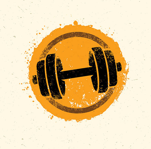 Raw Fitness Dumbbell Icon On Rough Background vector art illustration