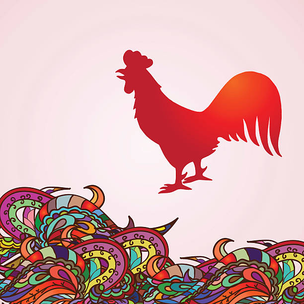 Vector illustration of rooster, symbol 2017 on the Chinese calendar. Vector illustration of rooster, symbol of 2017 on the Chinese calendar. bland chicken stock illustrations