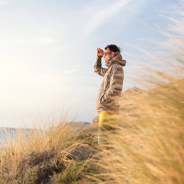 Free active man enjoying beauty of nature.